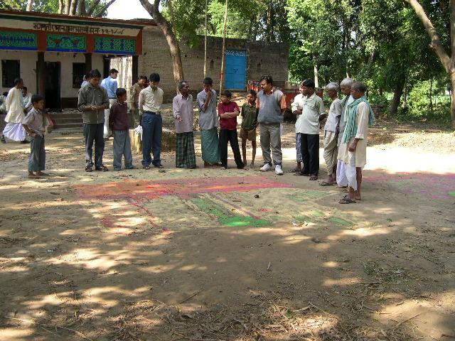 Participants looking at the results of a participatory mapping exercise.