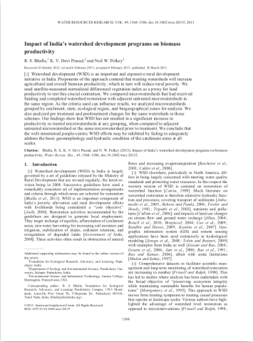 Impact of India's watershed development programmes on biomass productivity