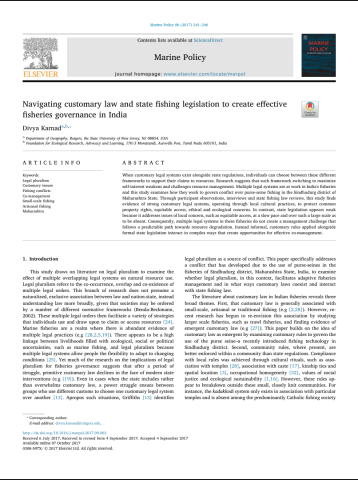Navigating customary law and state fishing legislation to create effective fisheries governance in India