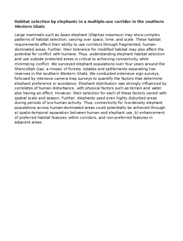 Gangadharan et al. - 2012 - Habitat selection by elephants